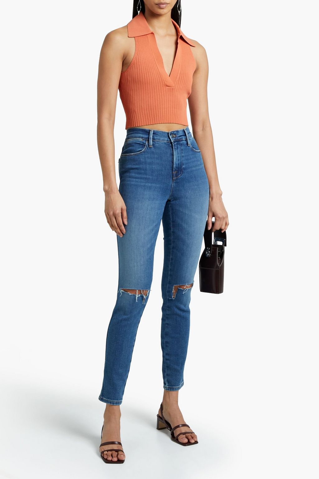 FRAME Le High Skinny hoch sitzende Skinny Jeans in Distressed-Optik