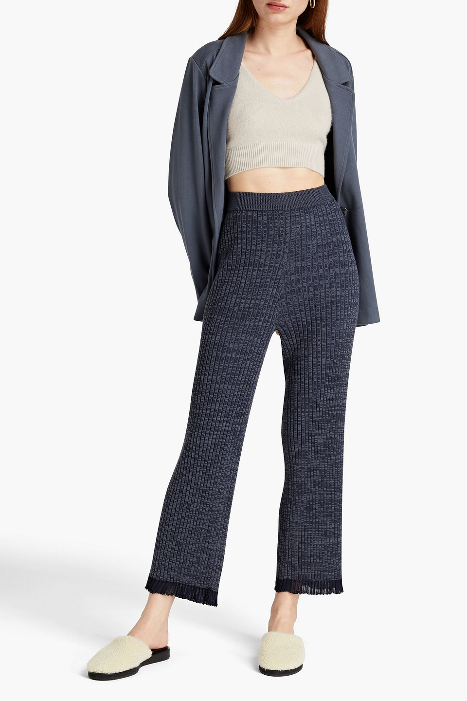 Ninety Percent Organic Stretch-cotton Ponte Blazer In Blue