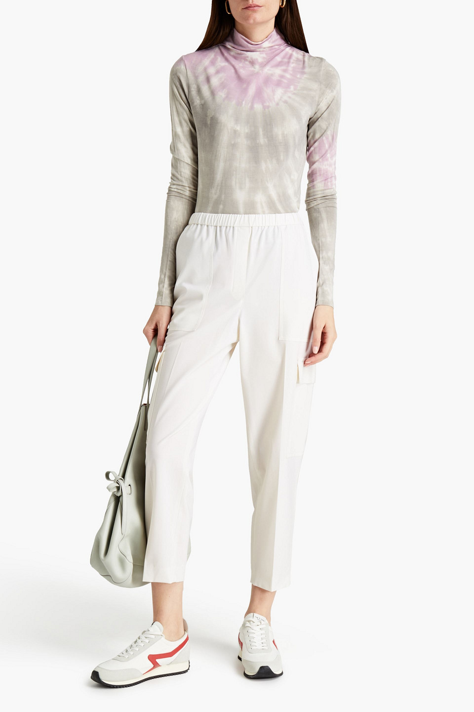 Ninety Percent Tie-dyed Stretch-tencel Turtleneck Top In Grey