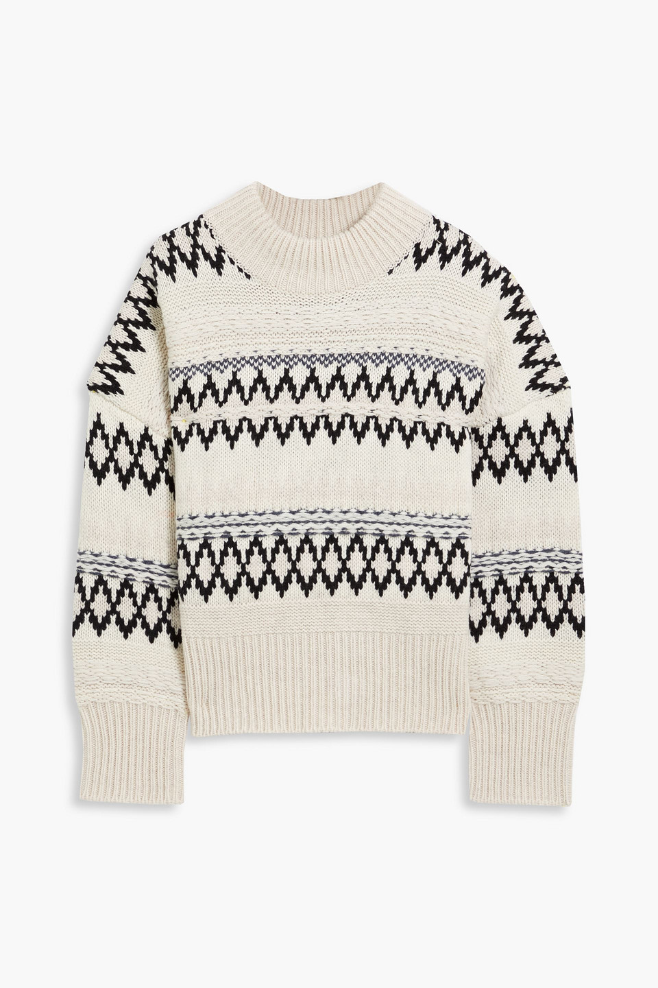 Rag & Bone Willow Fair Isle Wool Sweater In White