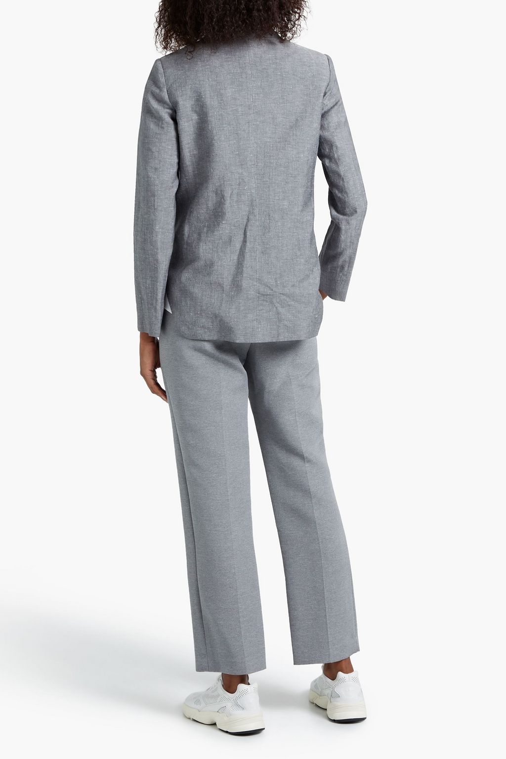BRUNELLO CUCINELLI Double-breasted layered wool and linen-blend blazer