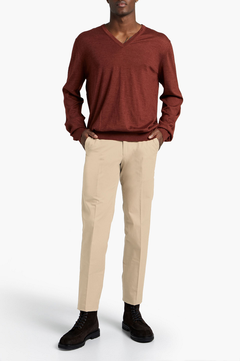 Ermenegildo Zegna Man Slim-leg Cotton-twill  Trousers In Beige