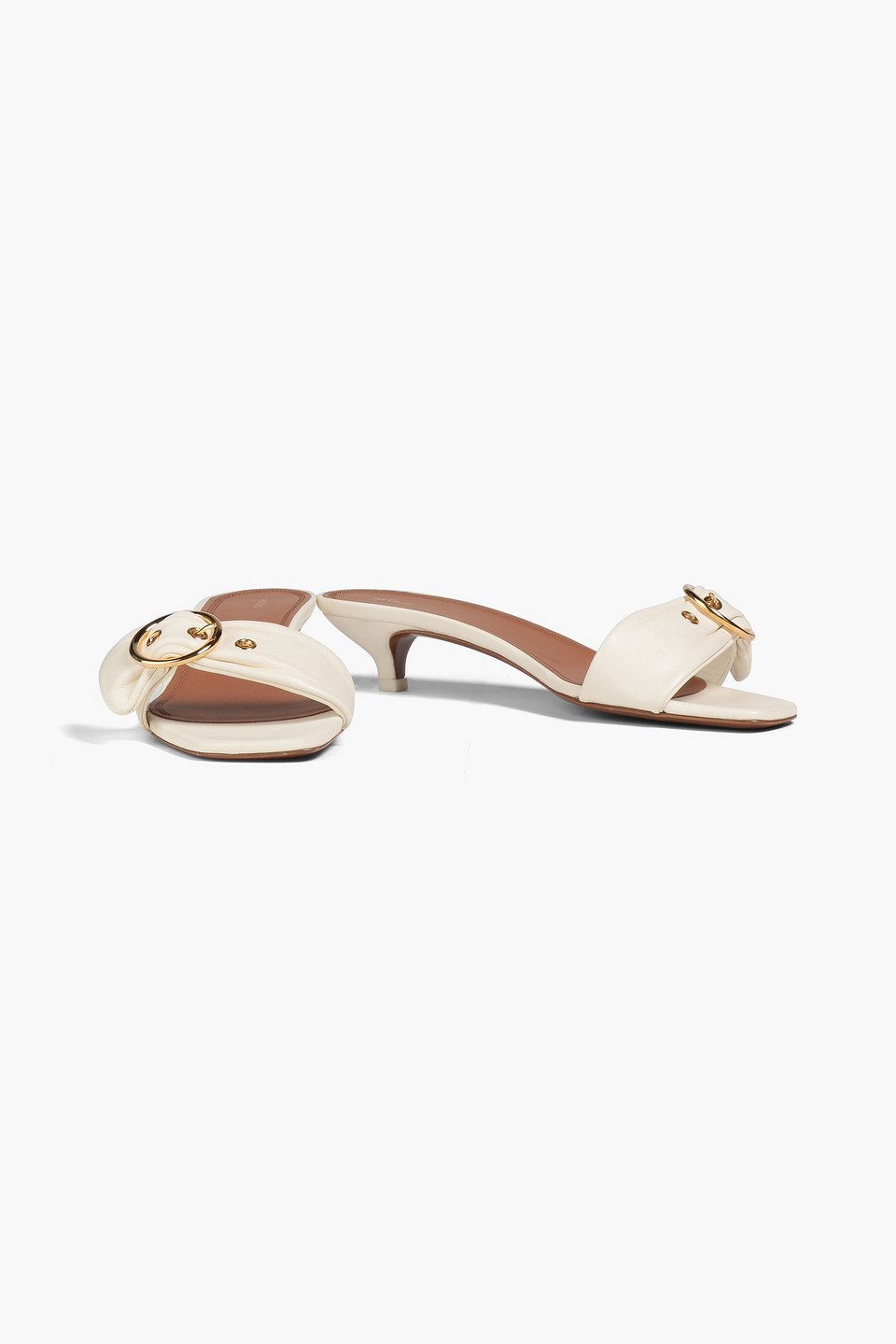 Neous Heze Buckled Leather Mules In White