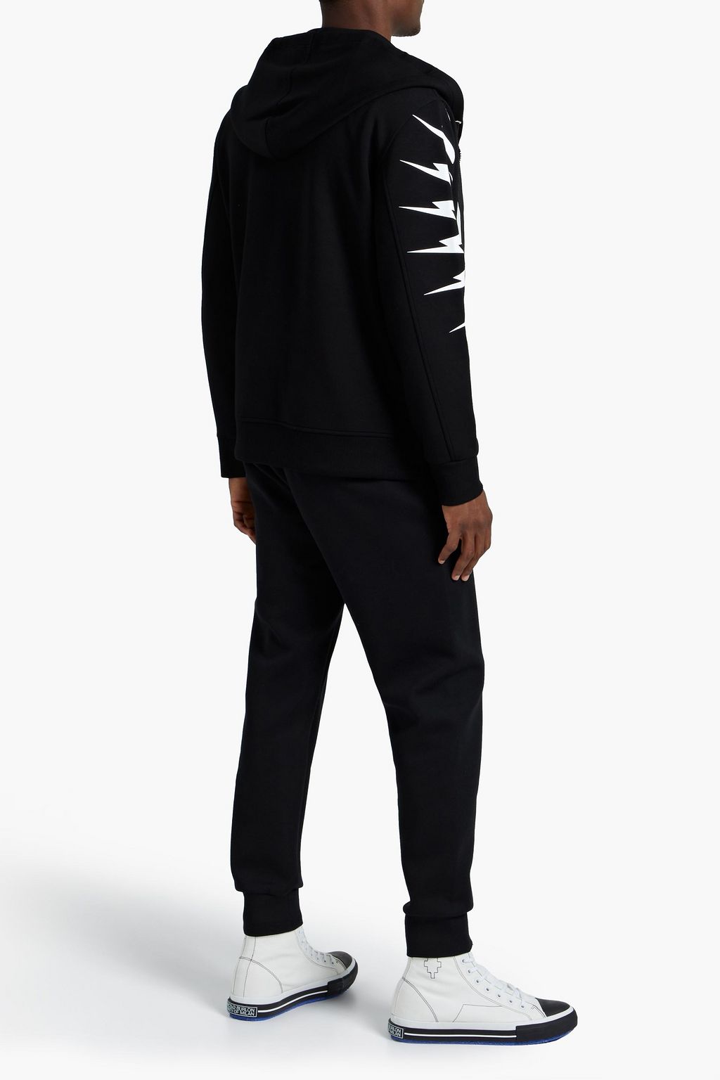 NEIL BARRETT Printed neoprene zip-up hoodie
