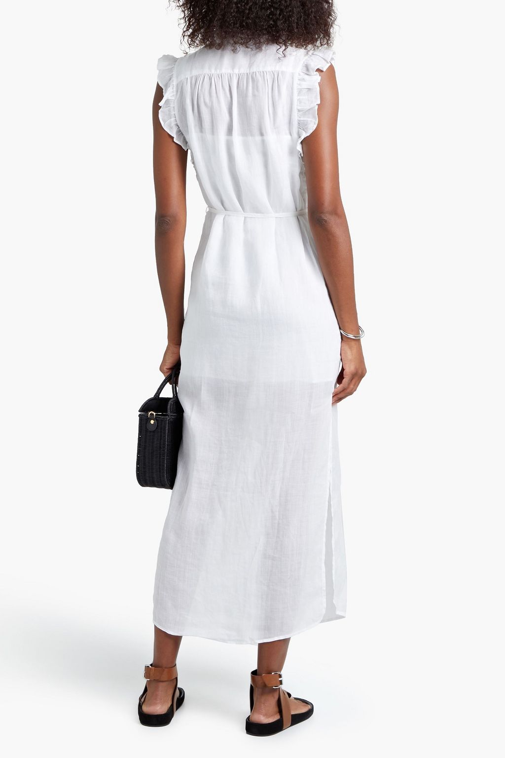 FRAME Lauren Maxi ruffle-trimmed ramie-gauze maxi dress