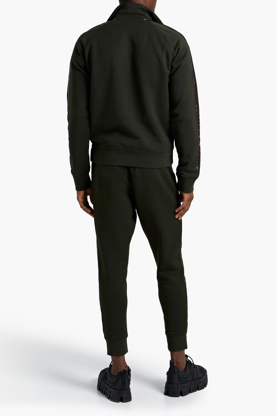 Dsquared2 Metallic-trimmed Cotton-fleece Track Jacket In Black