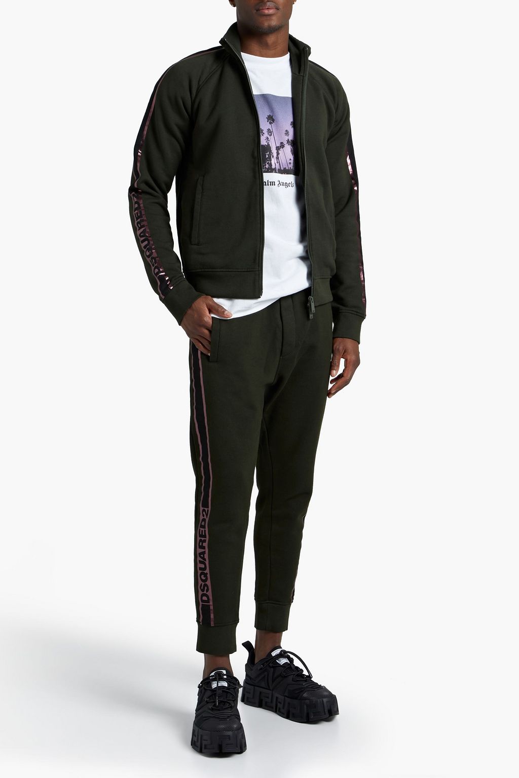 DSQUARED2 Logo-print cotton-fleece track jacket