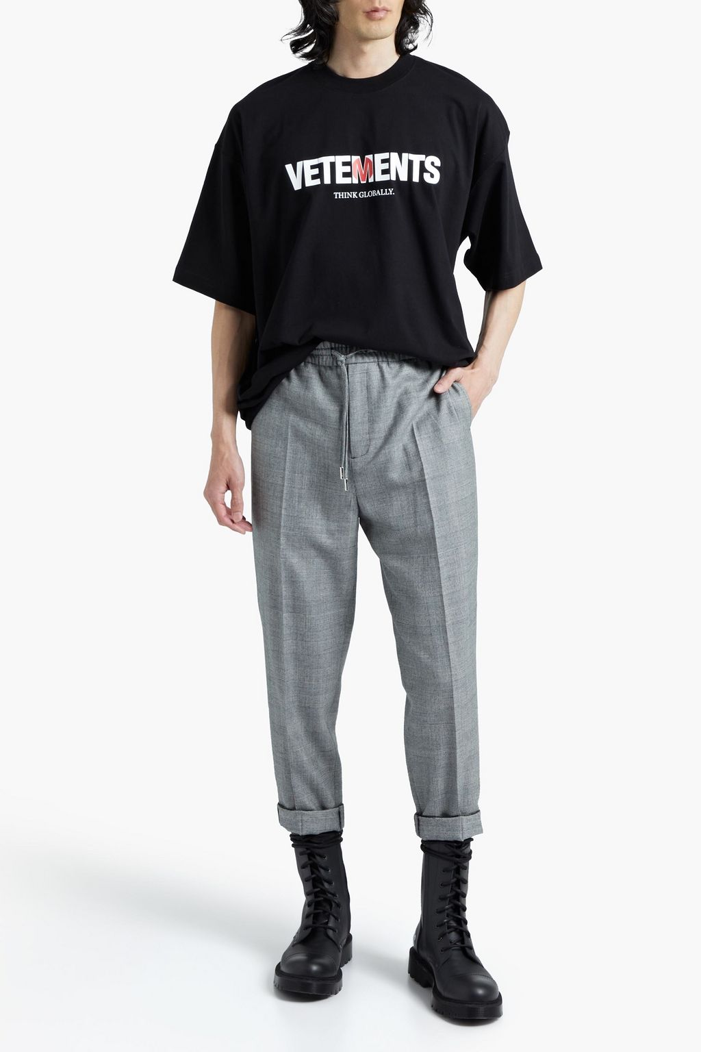 VETEMENTS Japan oversized printed cotton-jersey T-shirt