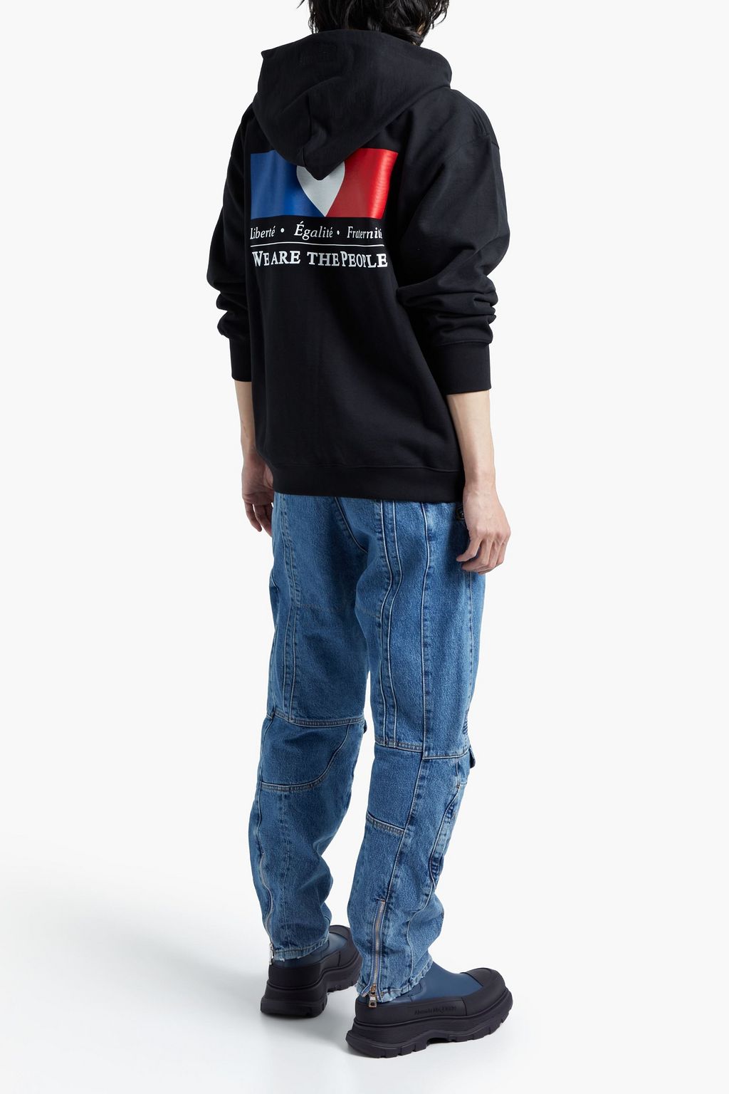 VETEMENTS Printed French cotton-blend terry zip-up hoodie