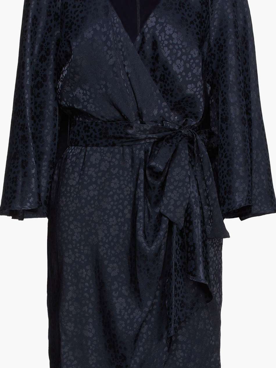 wrap-effect satin-jacquard mini dress