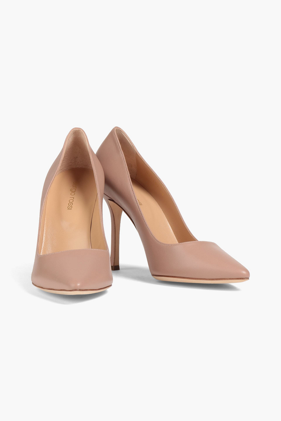 Sergio Rossi Secret Leather Pumps In Neutral