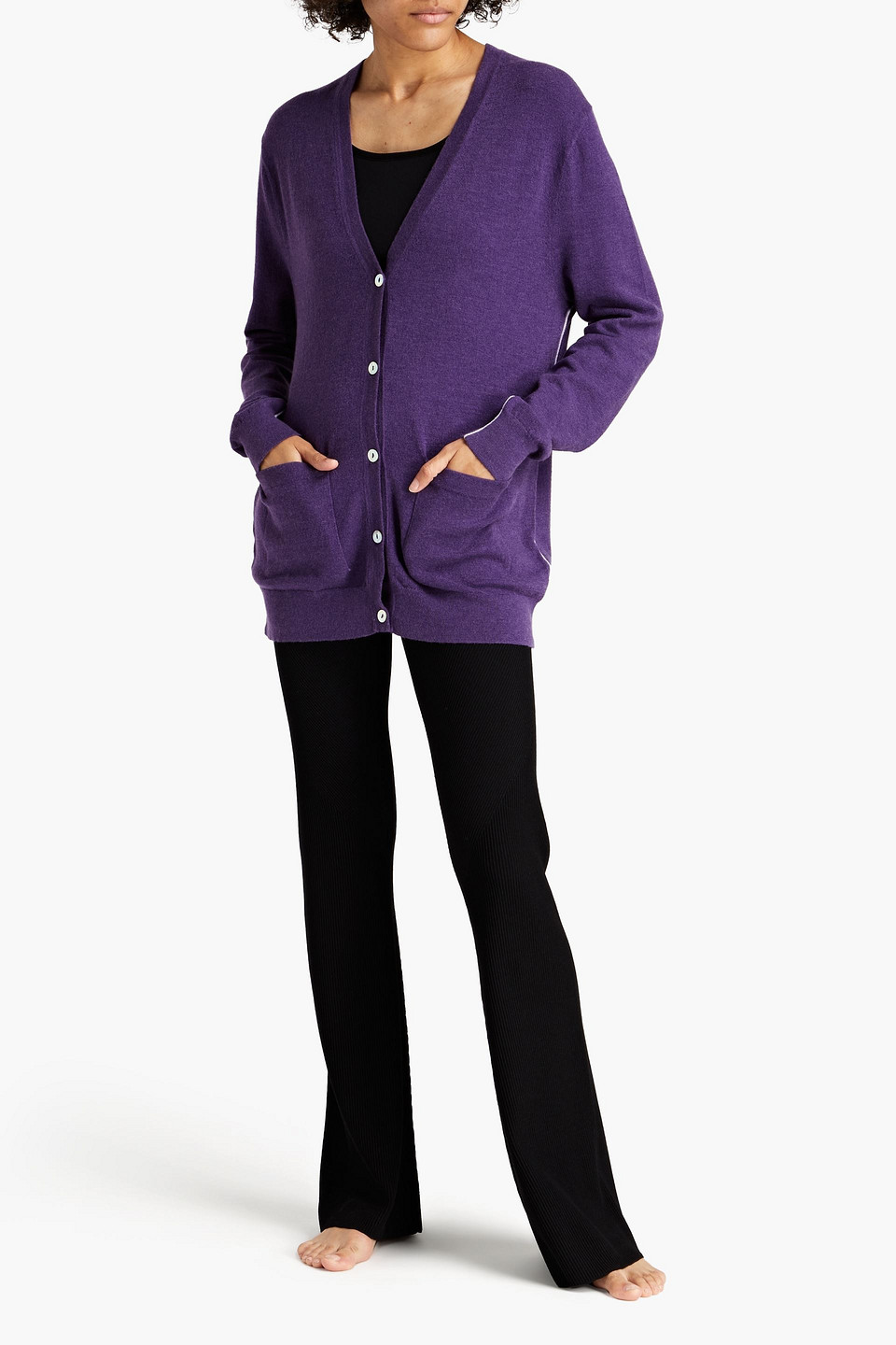 Live The Process Nova Stretch-knit Cardigan In Purple