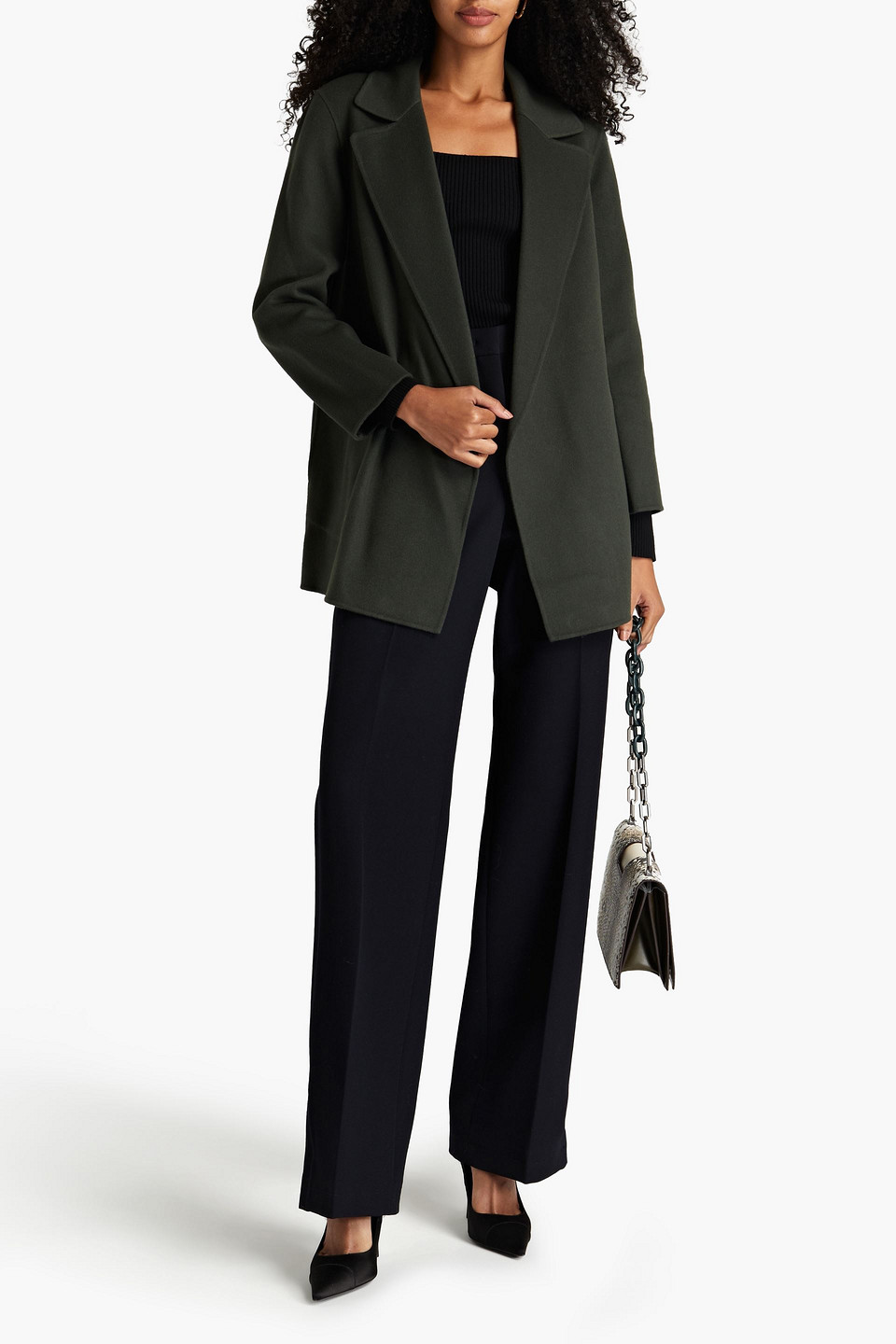 Theory Double-breasted Wool And Cashmere-blend Coat In Green