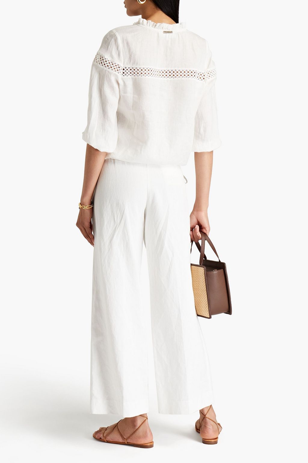 HEIDI KLEIN Lattice-trimmed linen blouse