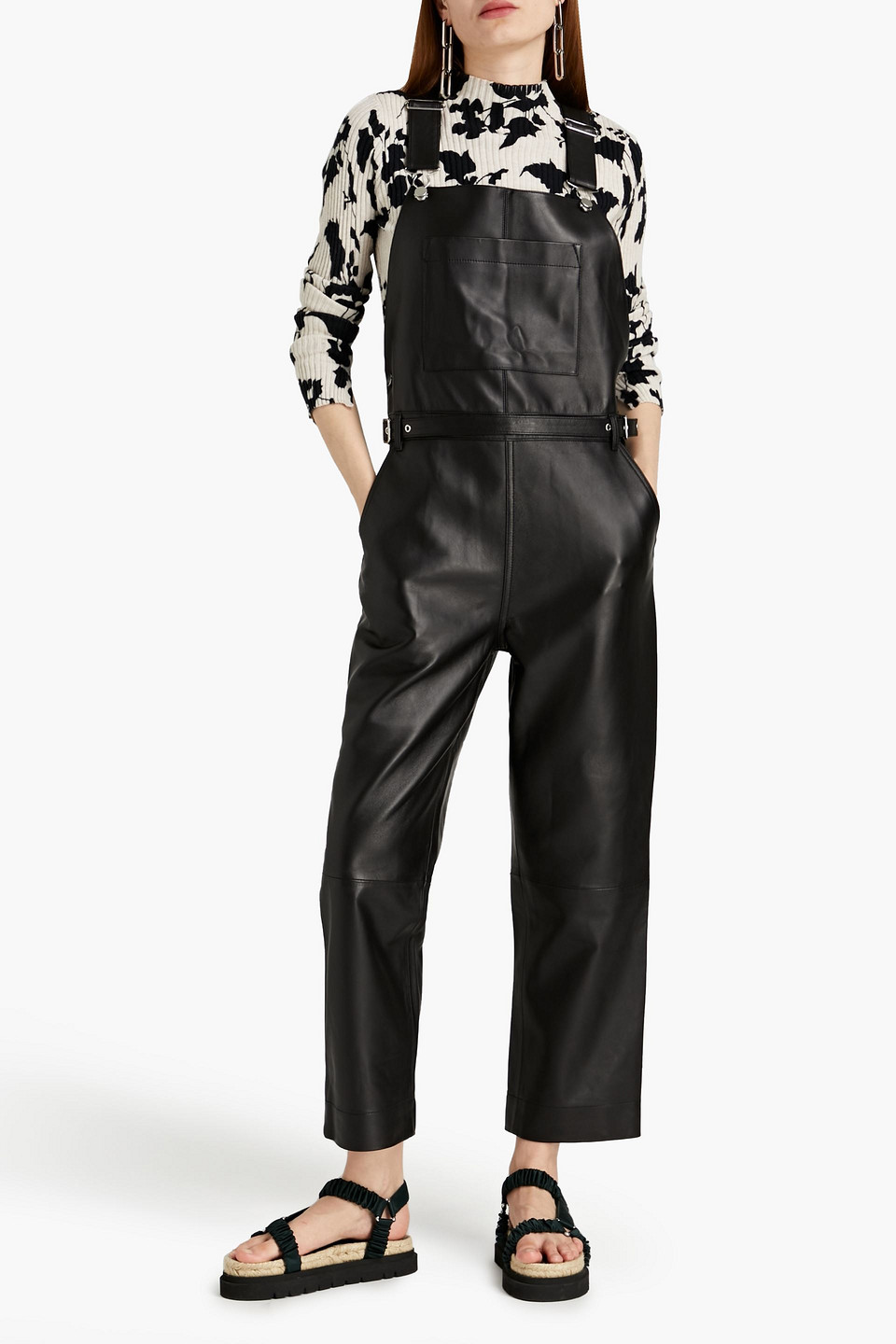 Proenza Schouler Leather Dungarees In Black