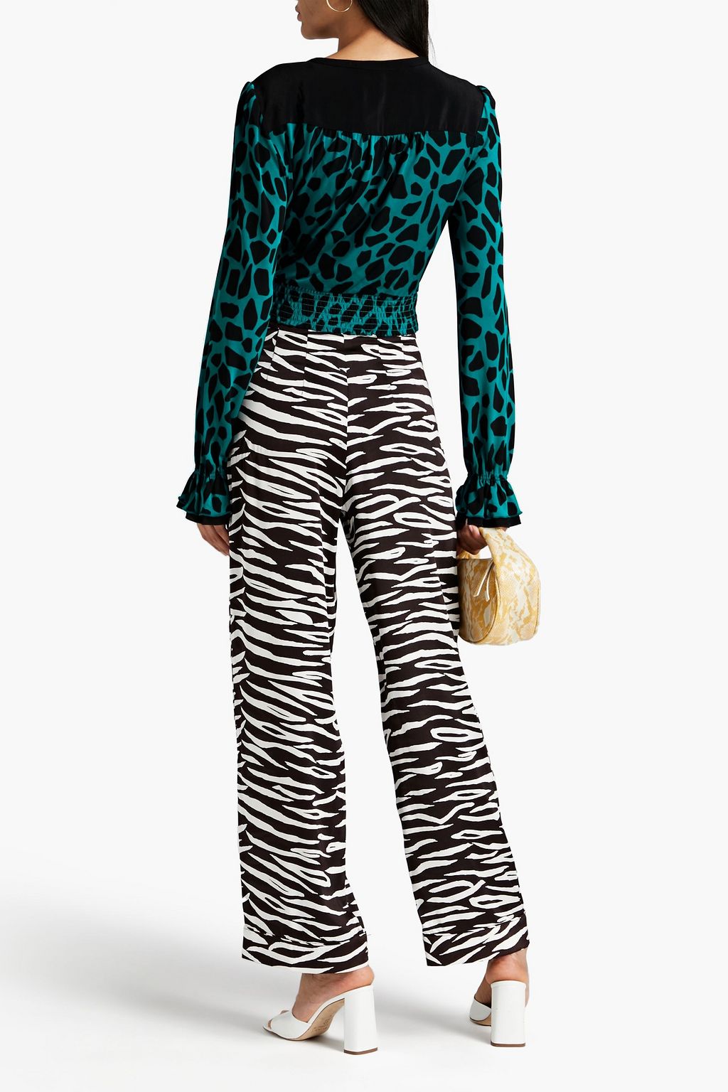 DIANE VON FURSTENBERG Rosalie Wickel-Bluse aus Jersey und Crêpe mit Print