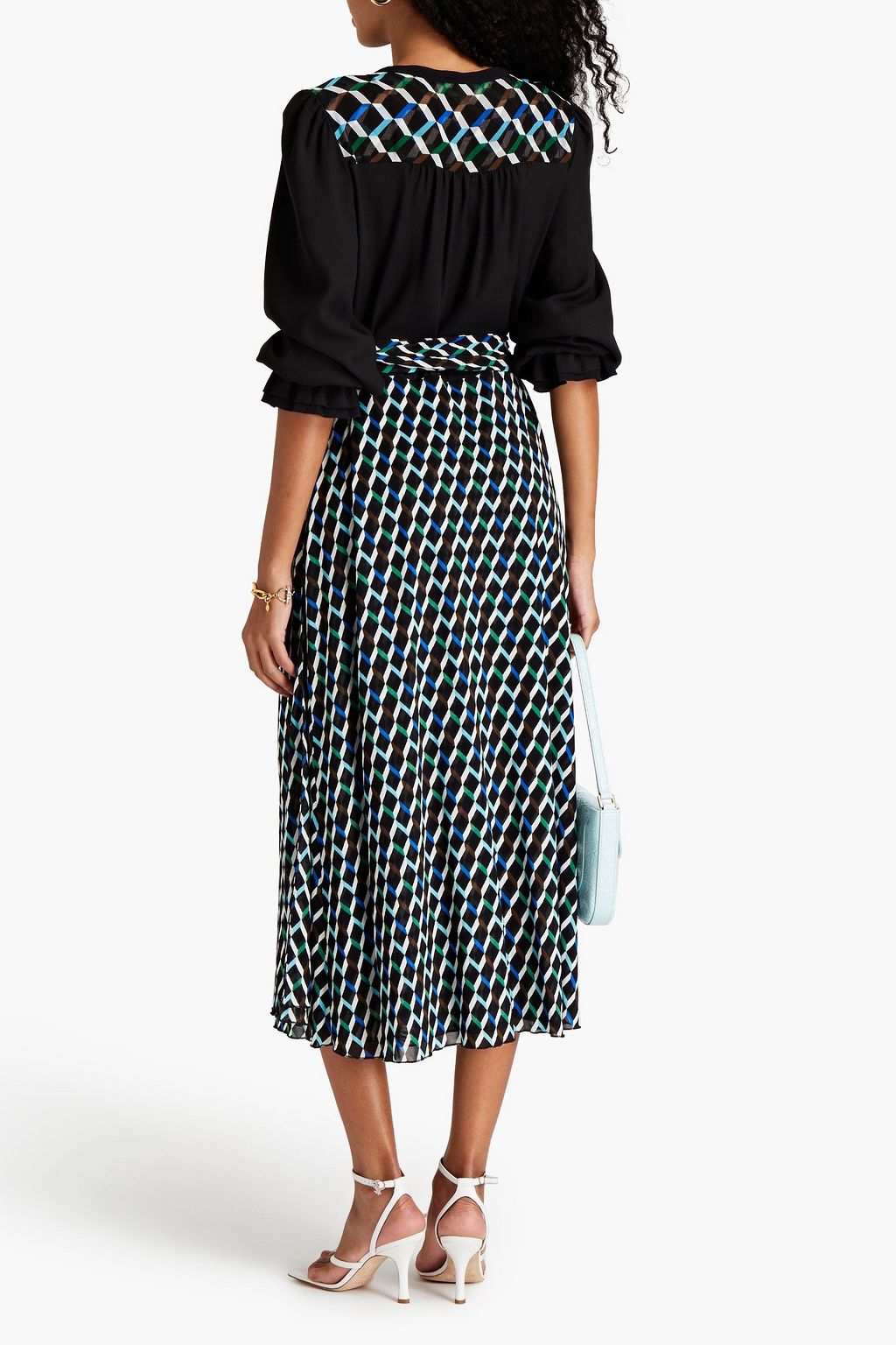 DIANE VON FURSTENBERG Caroline Midikleid aus Jersey mit Print und Einsätzen aus Crêpe de Chine