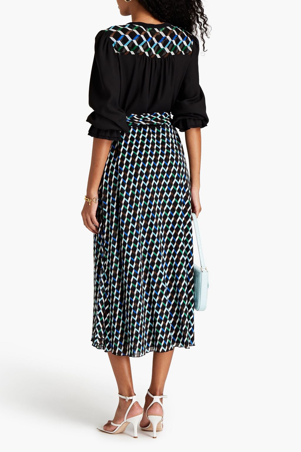 DIANE VON FURSTENBERG Caroline crepe de chine-paneled printed jersey ...