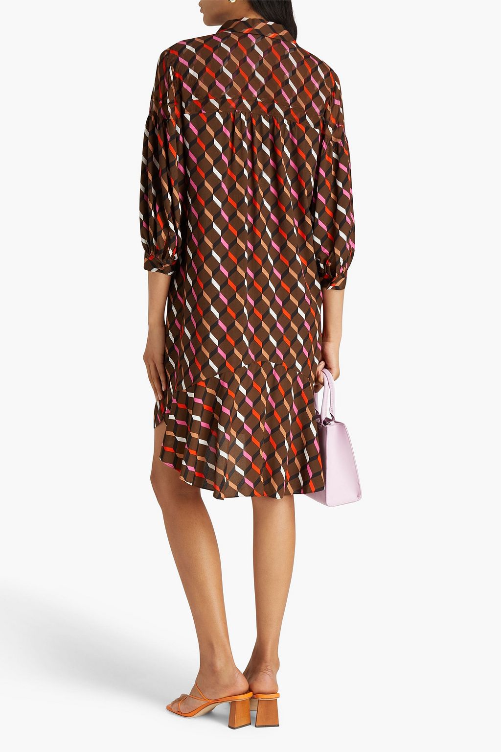 DIANE VON FURSTENBERG Paige Hemdkleid in Minilänge aus Crêpe de Chine und Georgette mit Print