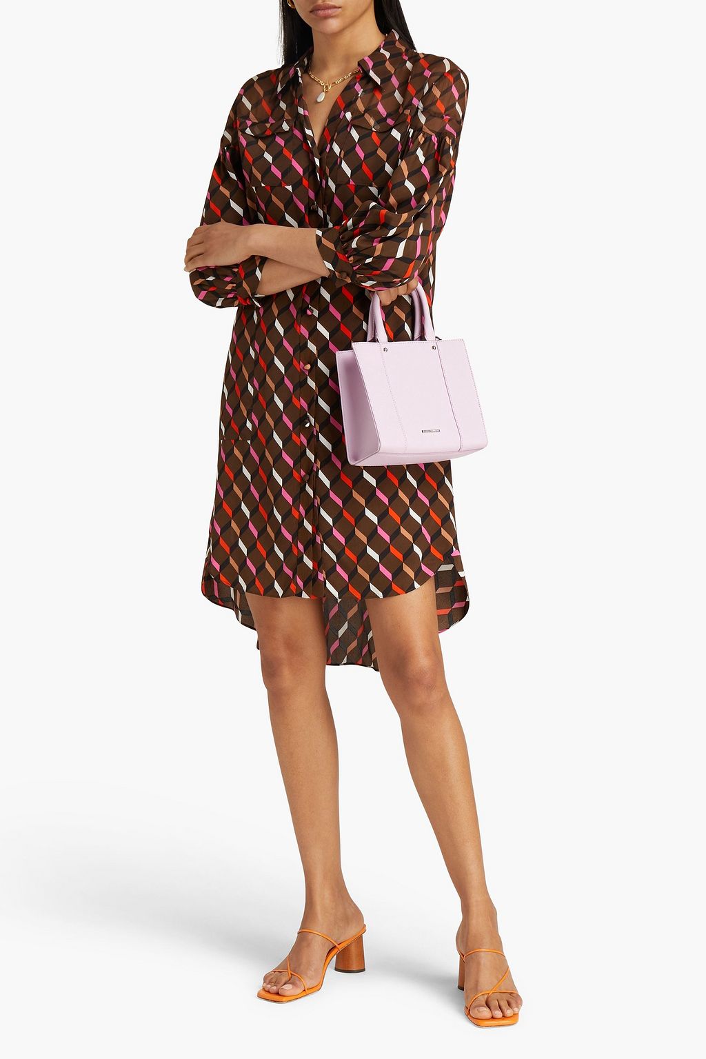DIANE VON FURSTENBERG Paige Hemdkleid in Minilänge aus Crêpe de Chine und Georgette mit Print