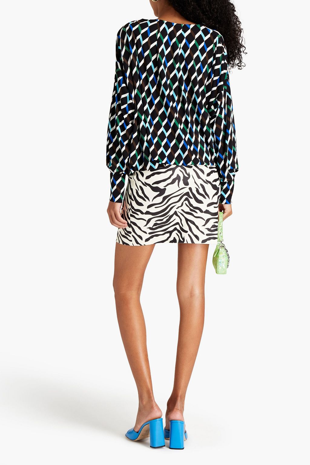 DIANE VON FURSTENBERG فستان ’ريس’ من الجيرسيه بتصميم ملموم مزين بطبعات