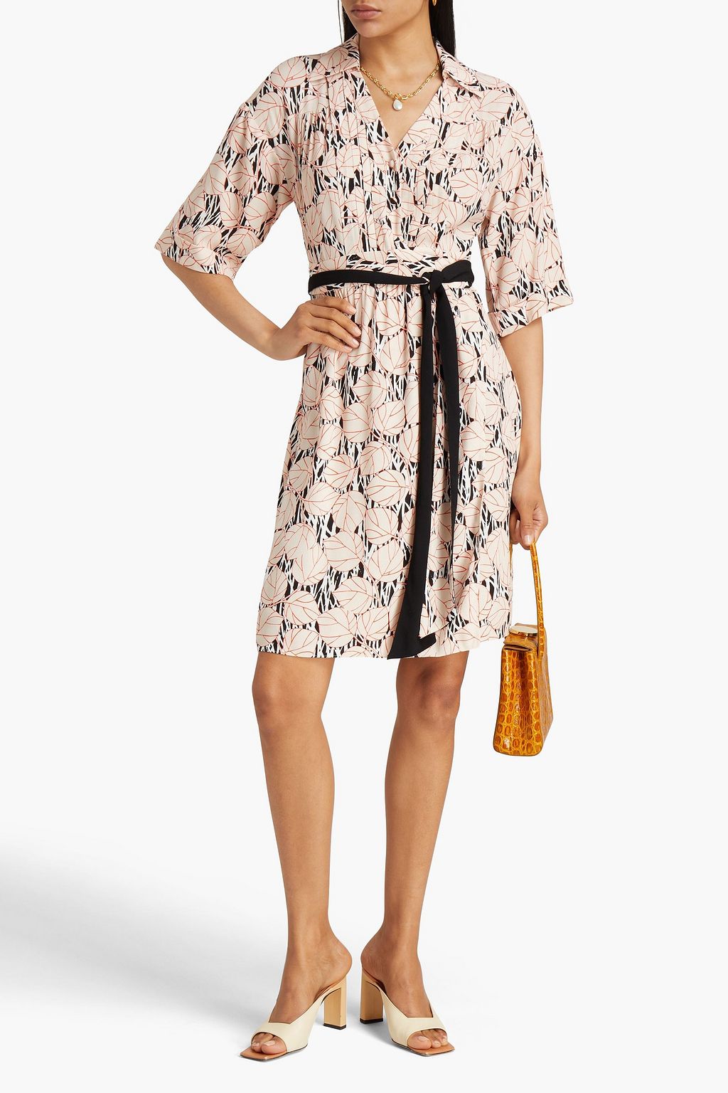 DIANE VON FURSTENBERG Christina pintucked printed crepe wrap dress