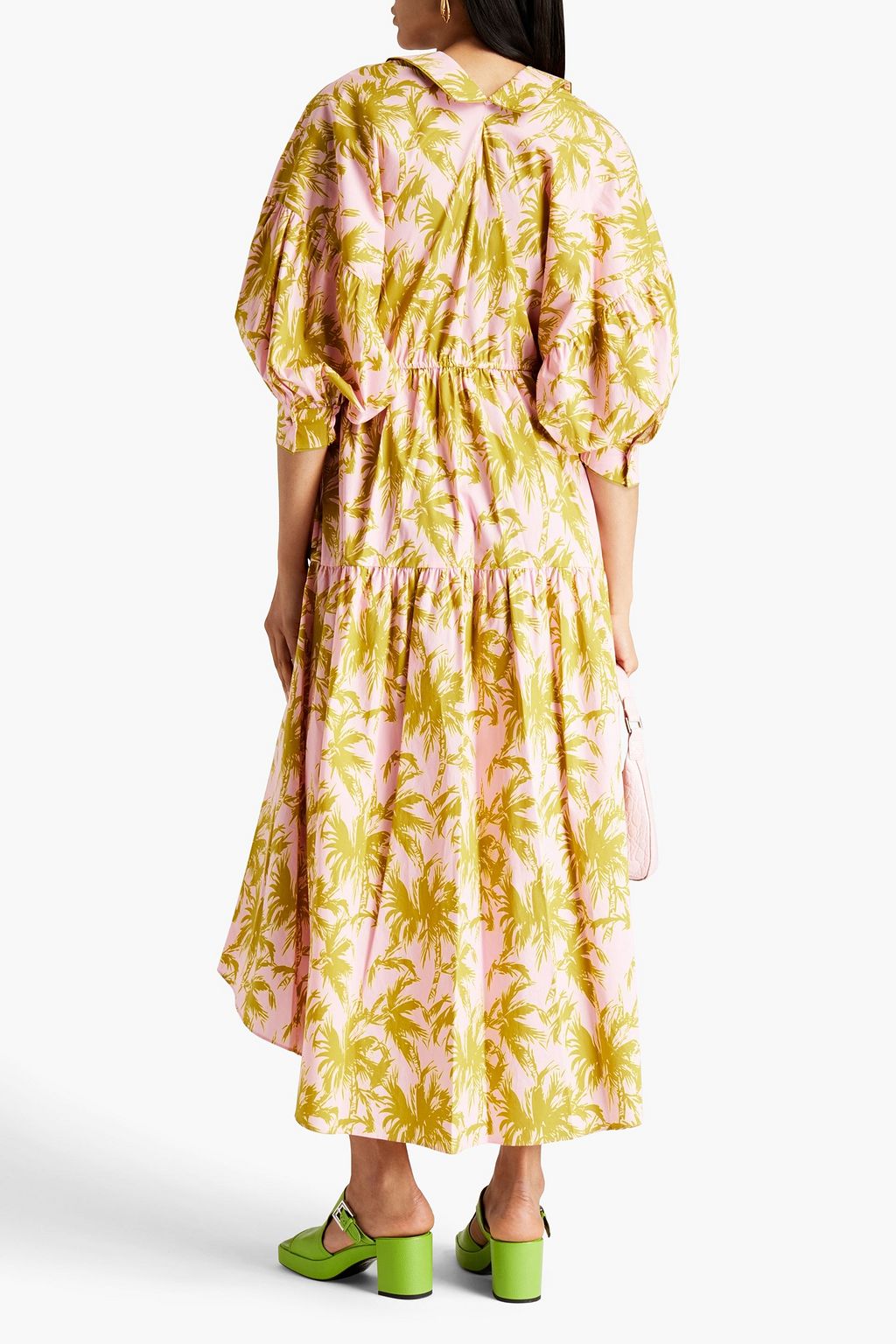 DIANE VON FURSTENBERG Heather gathered printed stretch-cotton poplin midi dress