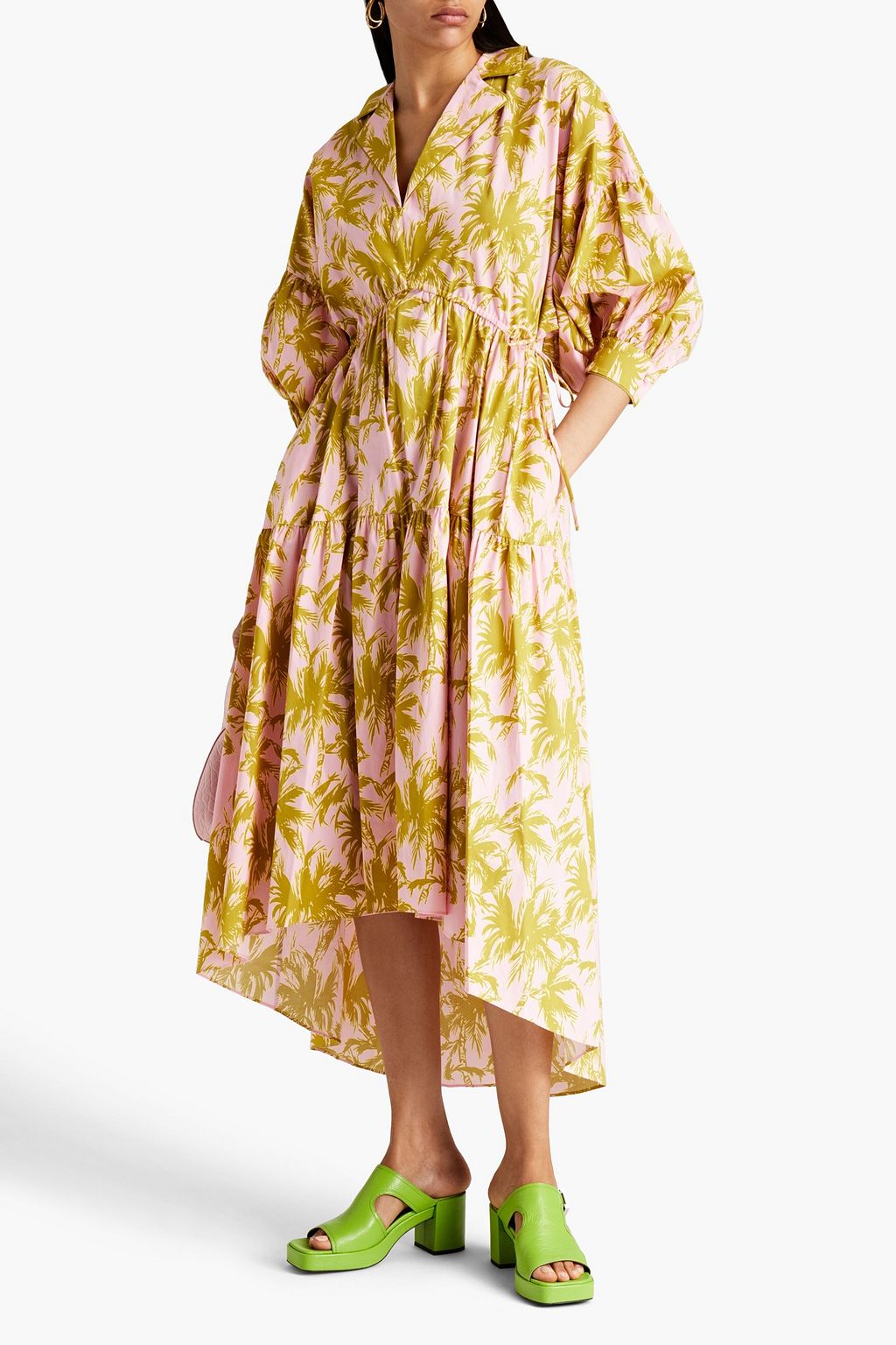 DIANE VON FURSTENBERG Heather gathered printed stretch-cotton poplin midi dress