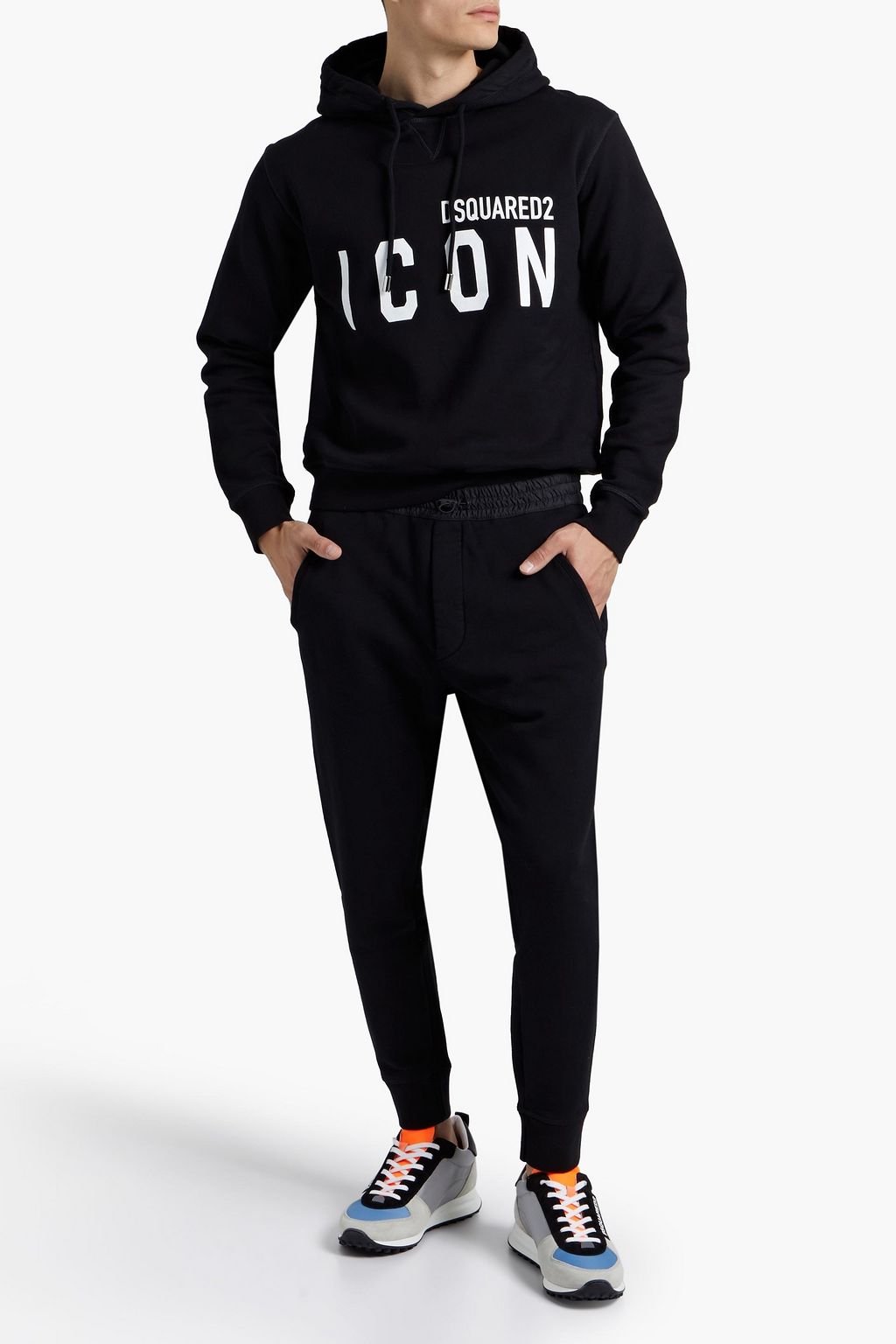 DSQUARED2 Printed cotton-fleece hoodie