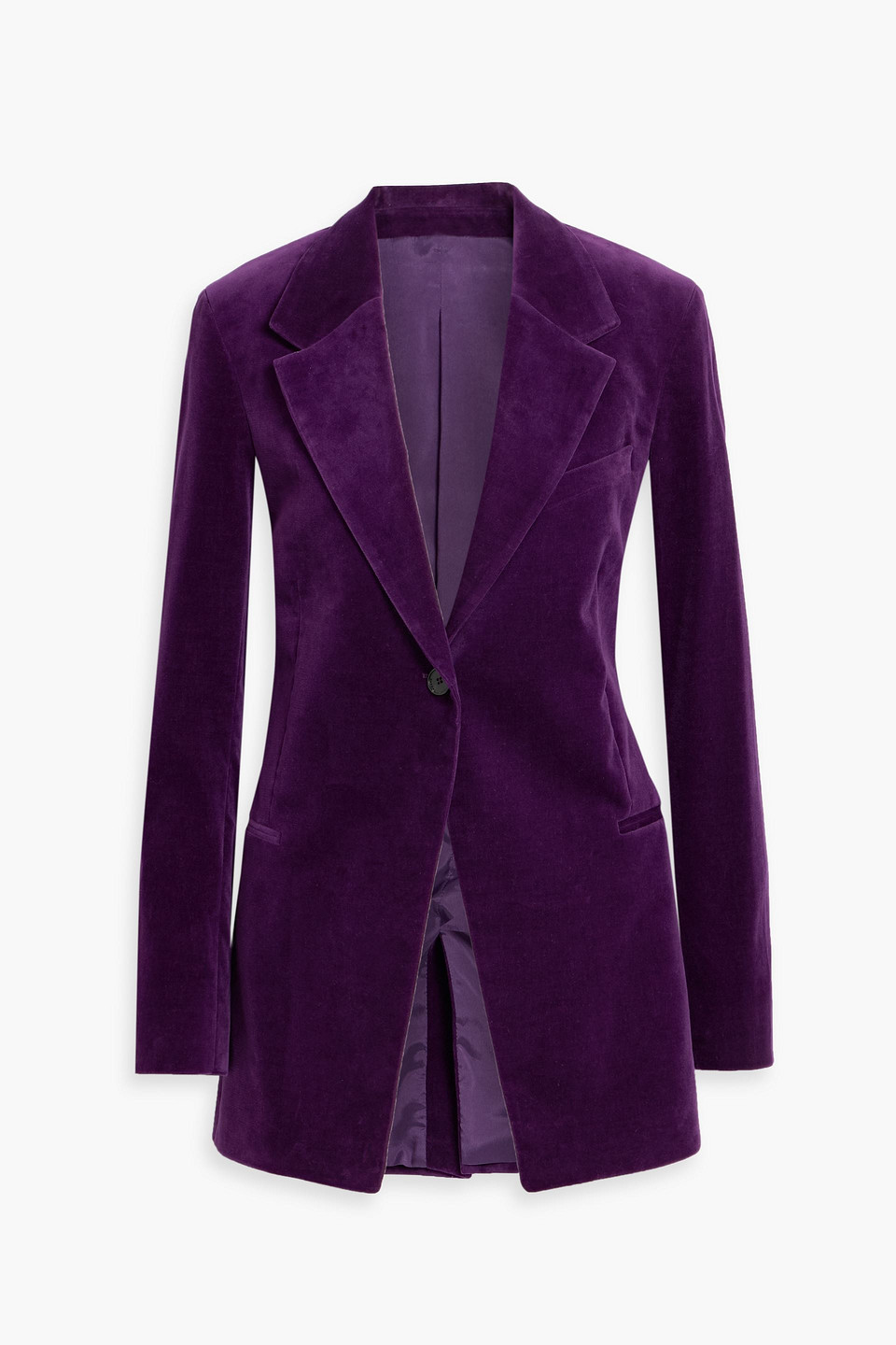 Frame Cotton-blend Velvet Blazer In Purple
