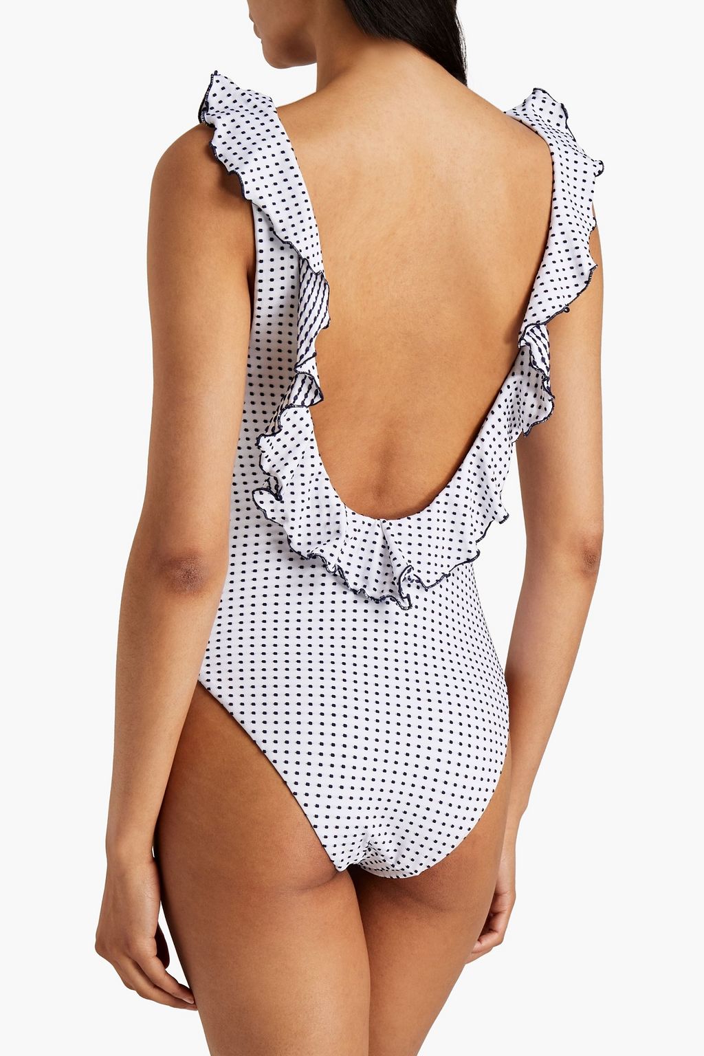 EBERJEY Loreta ruffled polka-dot swimsuit