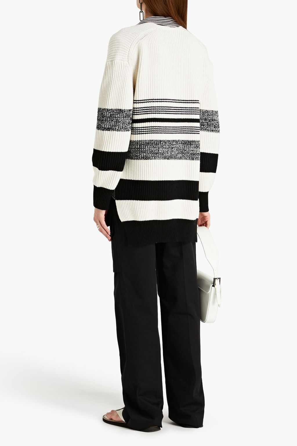 PROENZA SCHOULER Striped crochet-knit cotton and cashmere-blend sweater