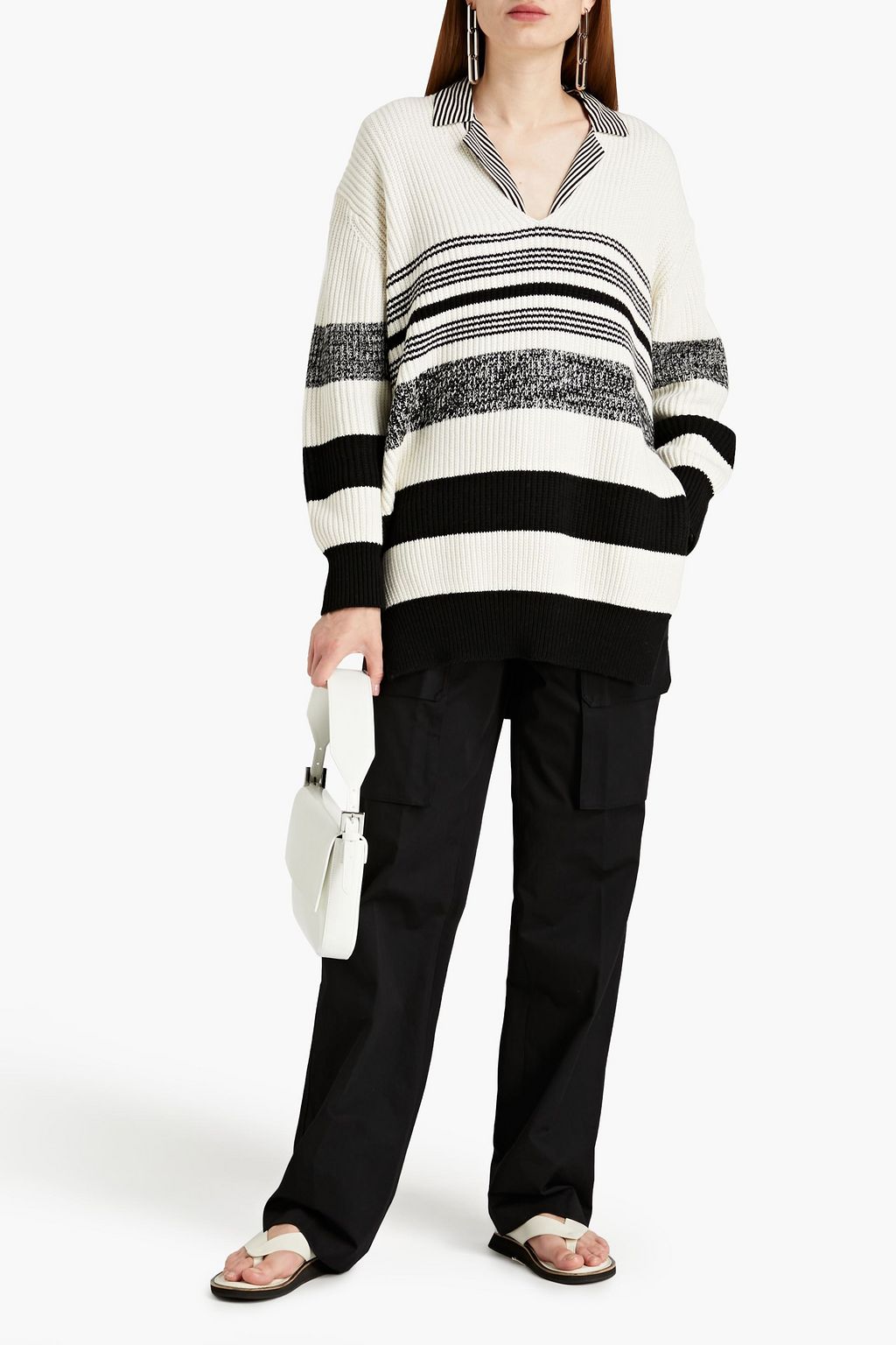 PROENZA SCHOULER Striped crochet-knit cotton and cashmere-blend sweater
