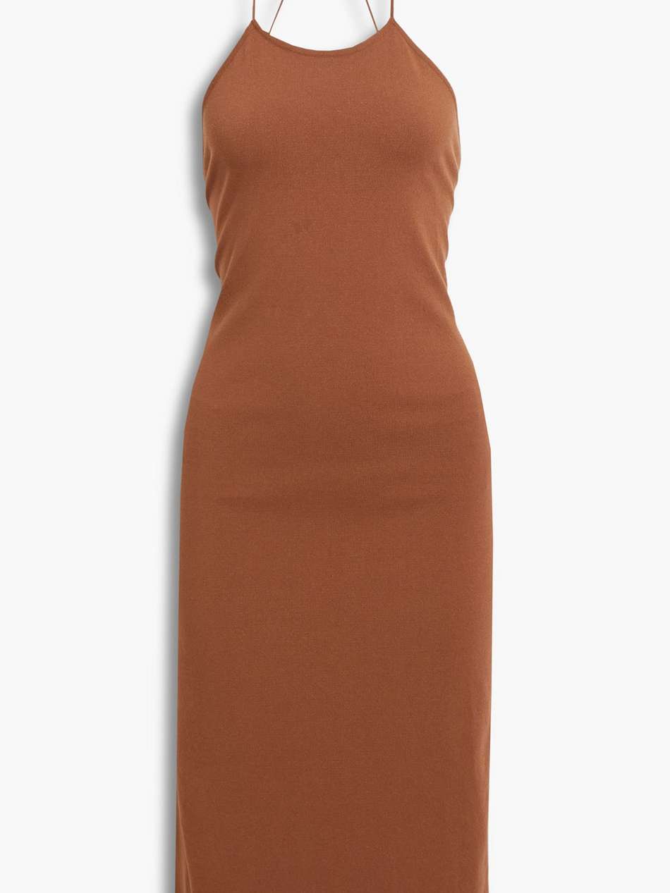 stretch-jersey halterneck midi dress