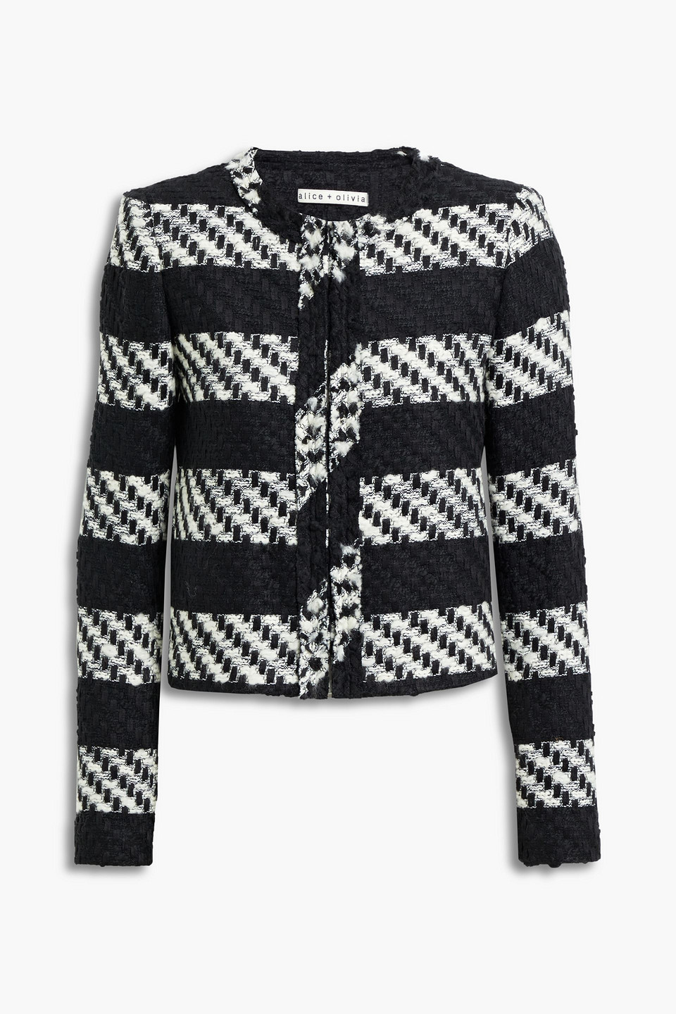 ALICE AND OLIVIA KIDMAN STRIPED BOUCLÉ-TWEED JACKET,3074457345631033164