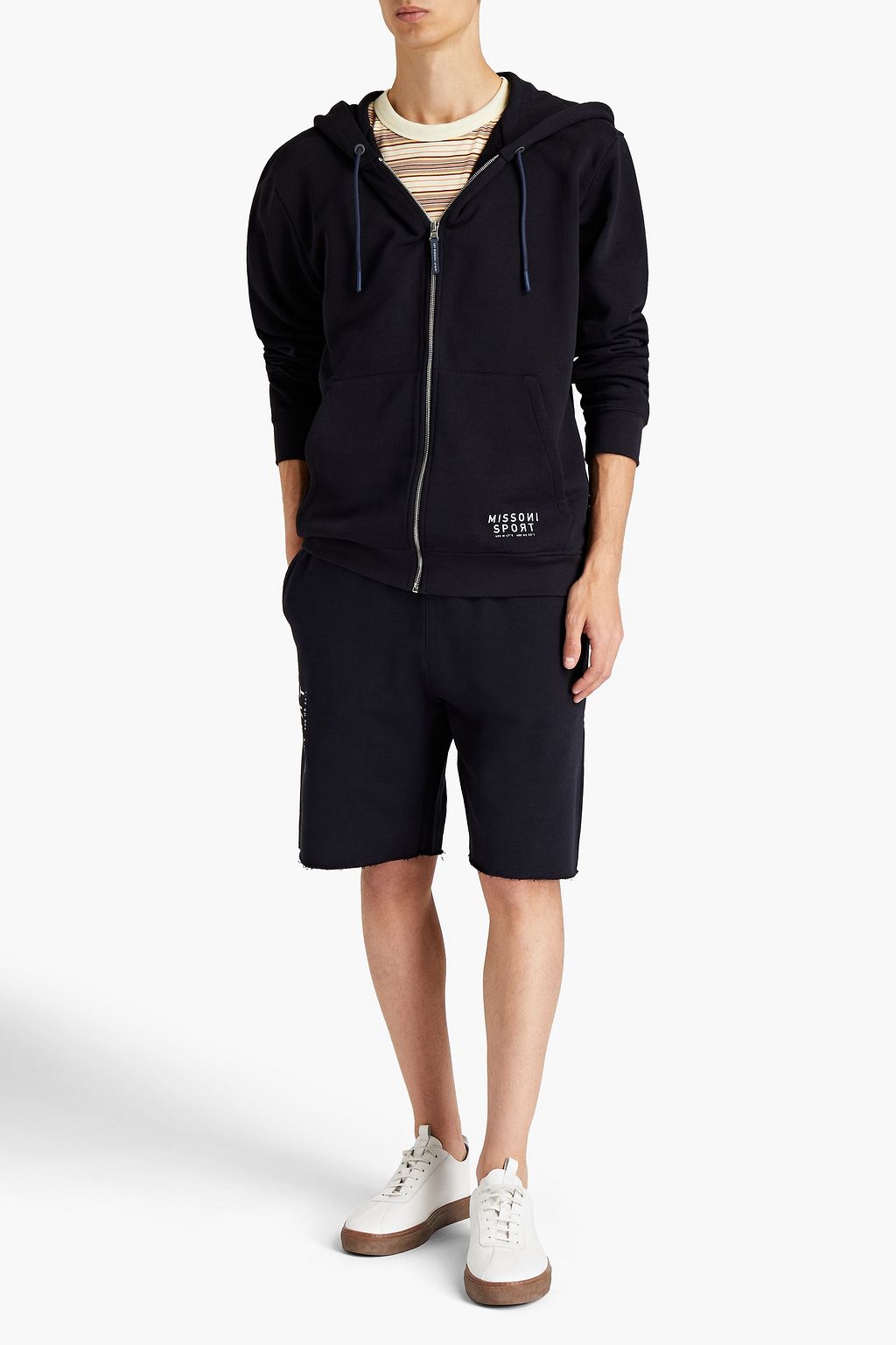 MISSONI Logo-print mélange French cotton-terry hoodie