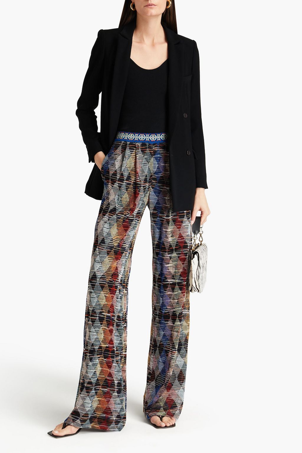 MISSONI Metallic crochet-knit wide-leg pants
