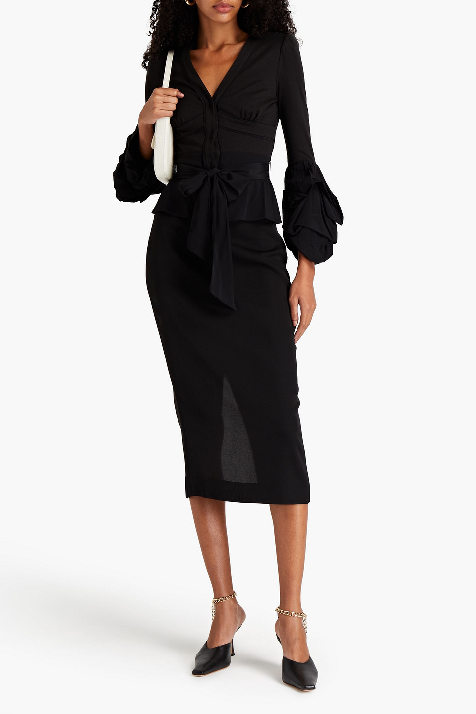 Diane Von Furstenberg Kara Floral-print Cady Midi Skirt In Black