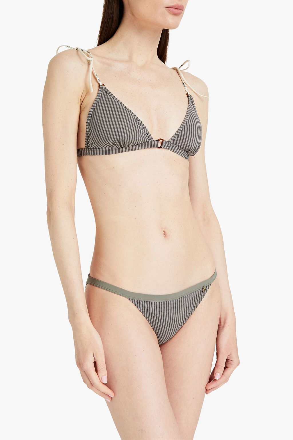 LOVE STORIES Striped triangle bikini top