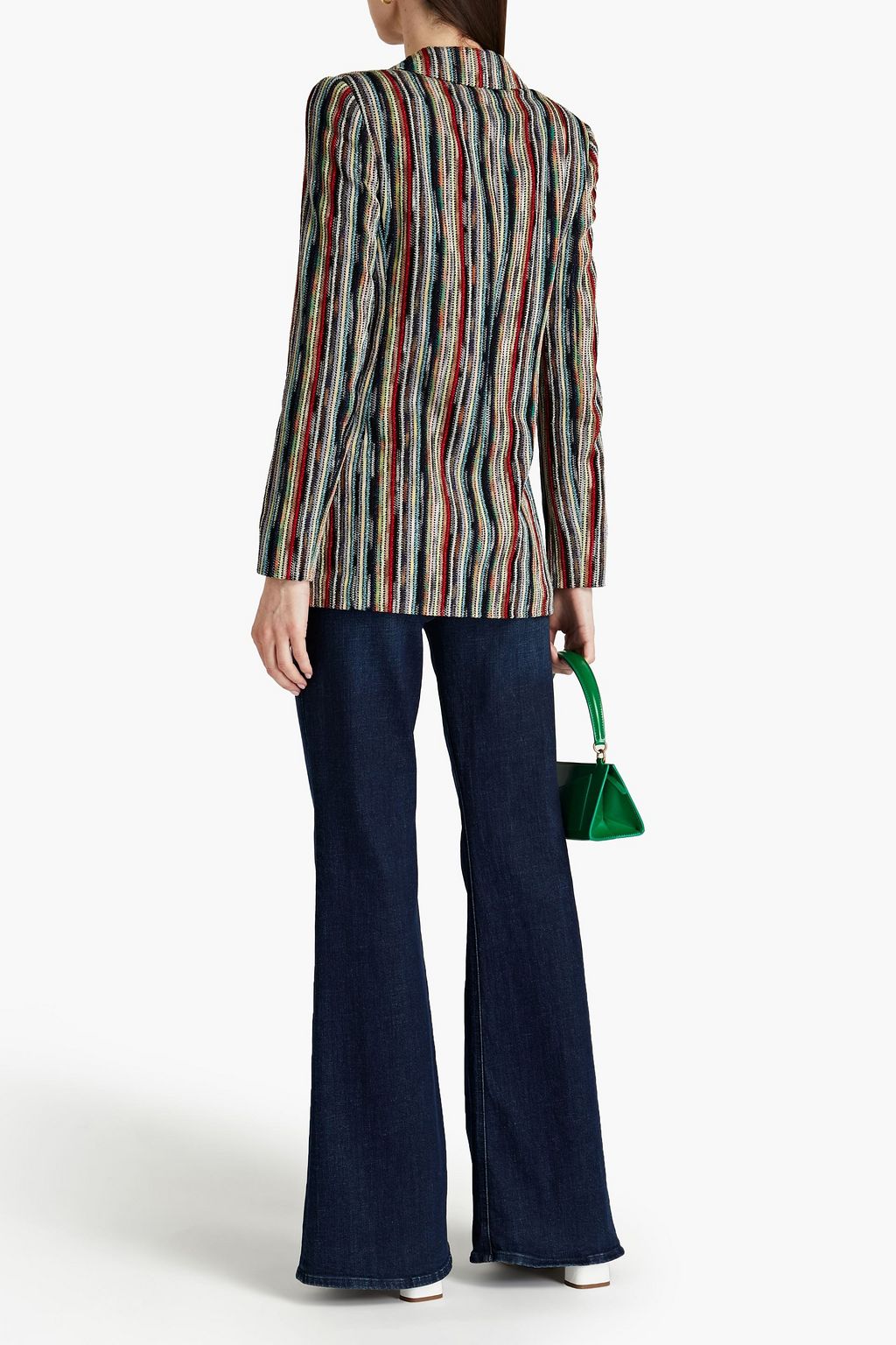 MISSONI Metallic striped crochet-knit blazer