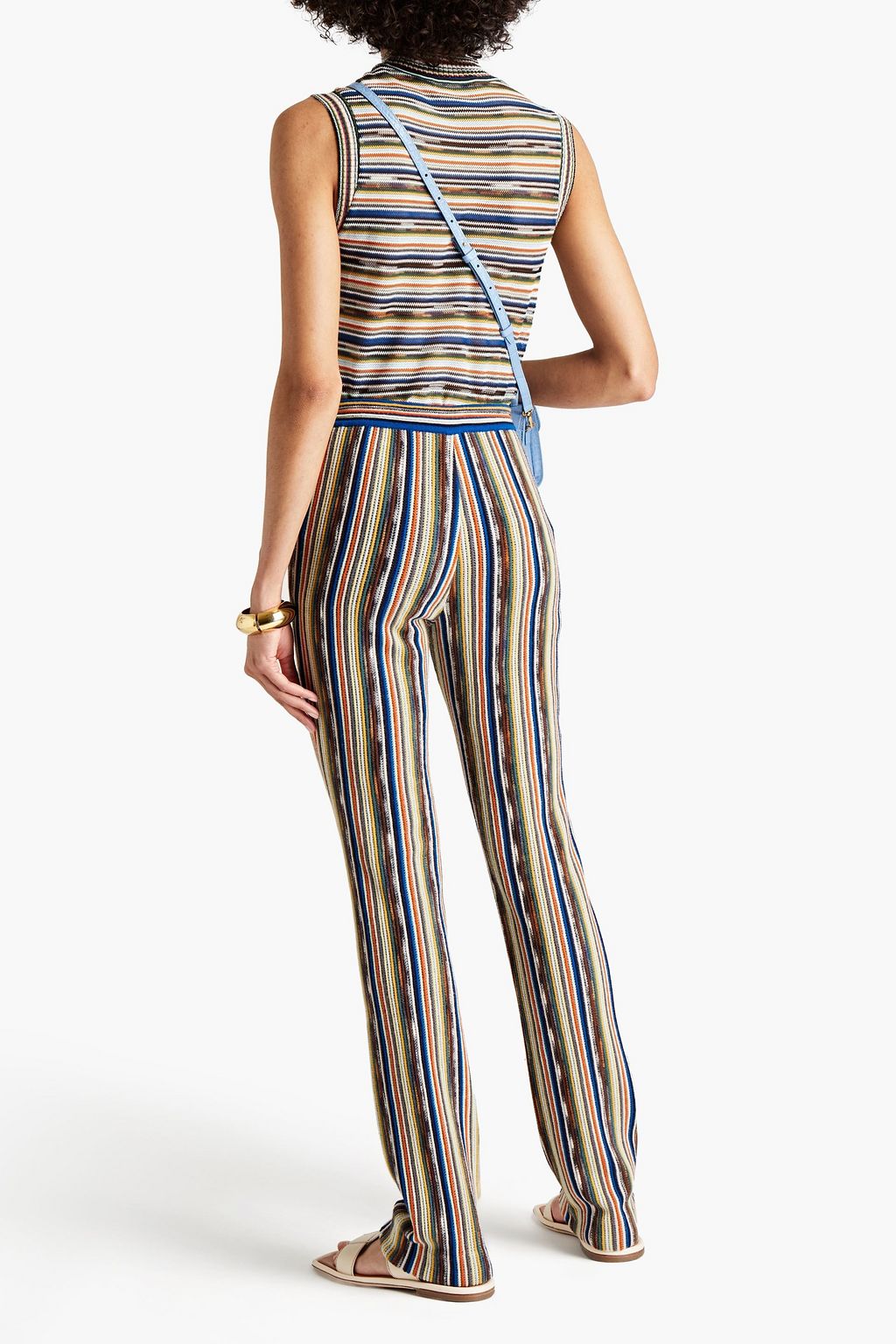 MISSONI بنطلون من نسيج محبوك بنمط كروشيه بقصّة أرجل مستقيمة بتصميم مخطط