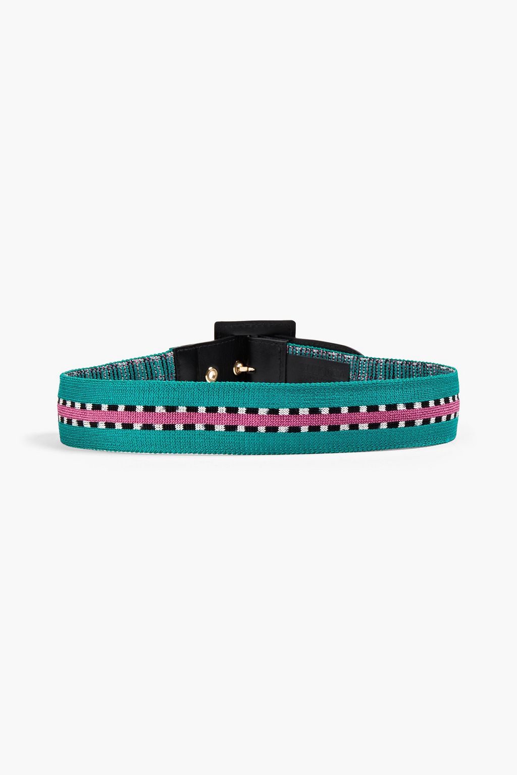 MISSONI Leather-trimmed stretch-knit belt