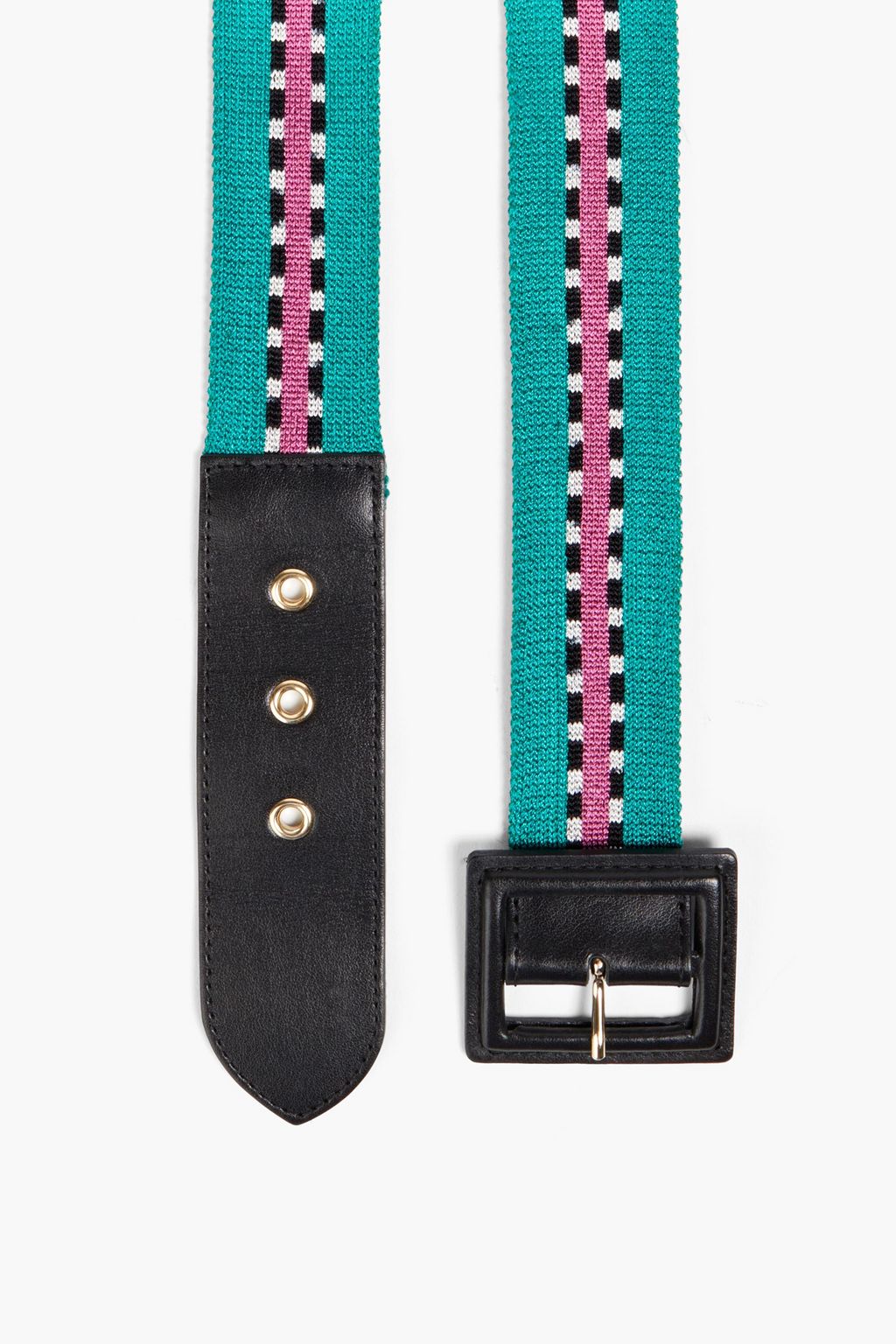 MISSONI Leather-trimmed stretch-knit belt