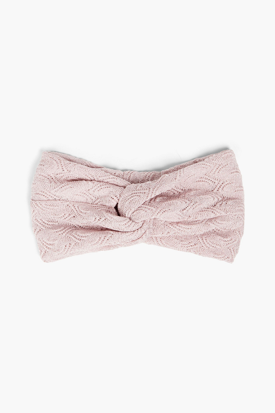 Missoni Twisted Metallic Crochet-knit Headband In Pastel Pink