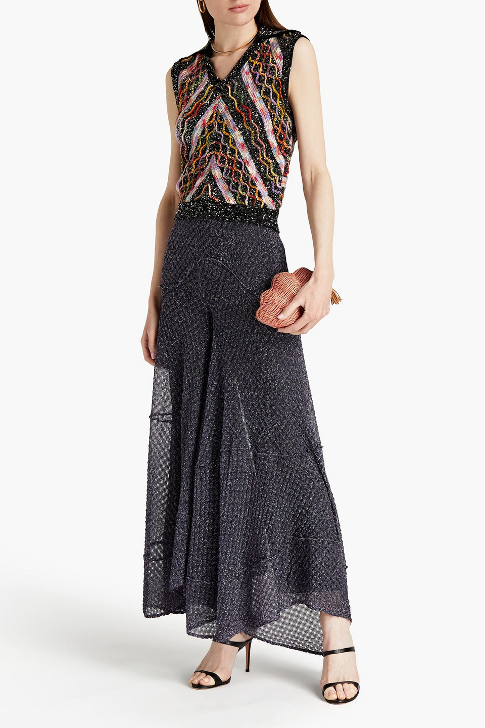 Missoni Metallic Crochet-knit Wide-leg Trousers
