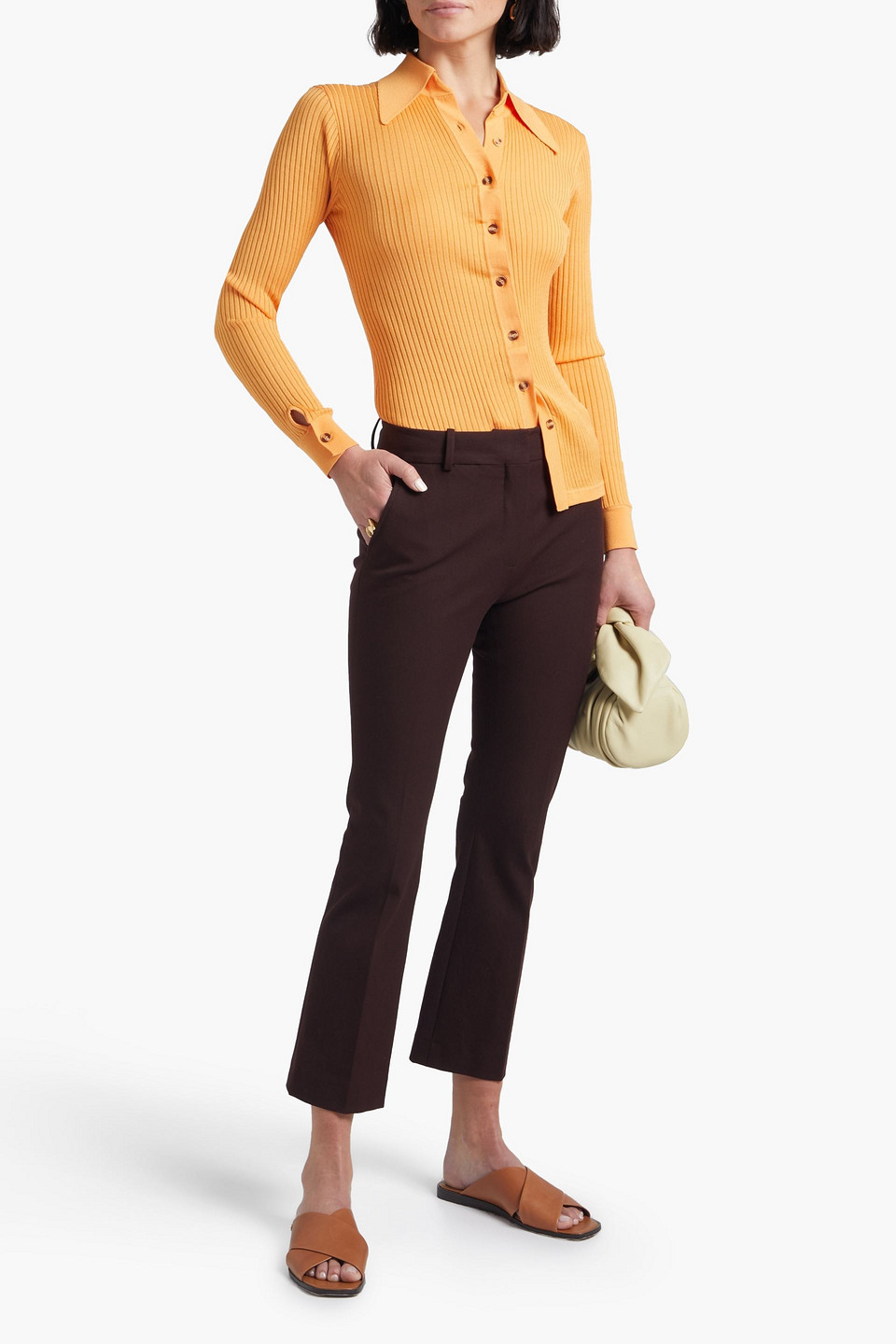 FRAME LE CROP MINI BOOT STRETCH-COTTON TWILL BOOTCUT PANTS 3074457345631054323