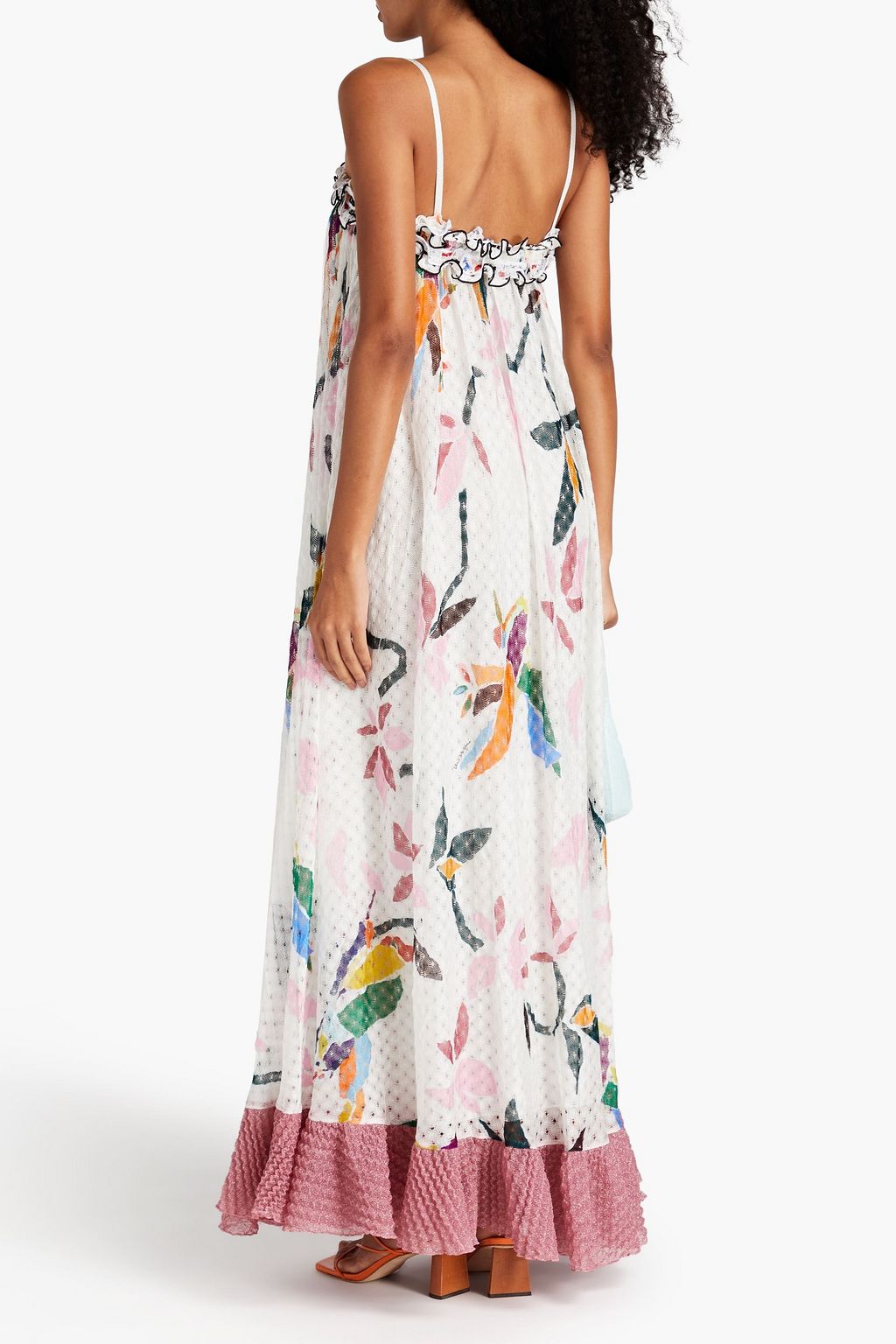 MISSONI Ruffled metallic crochet-knit maxi dress