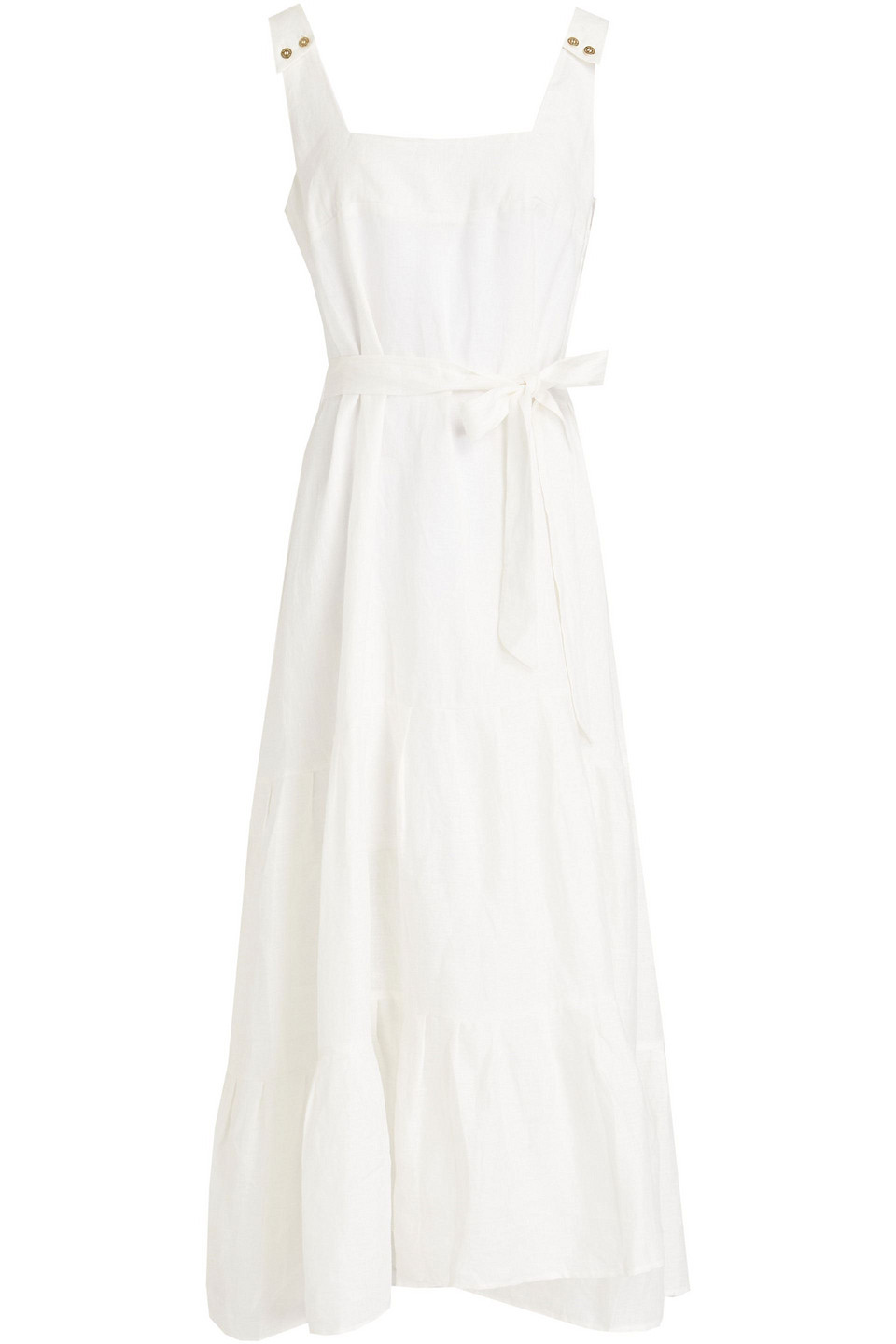 Gathered linen midi dress