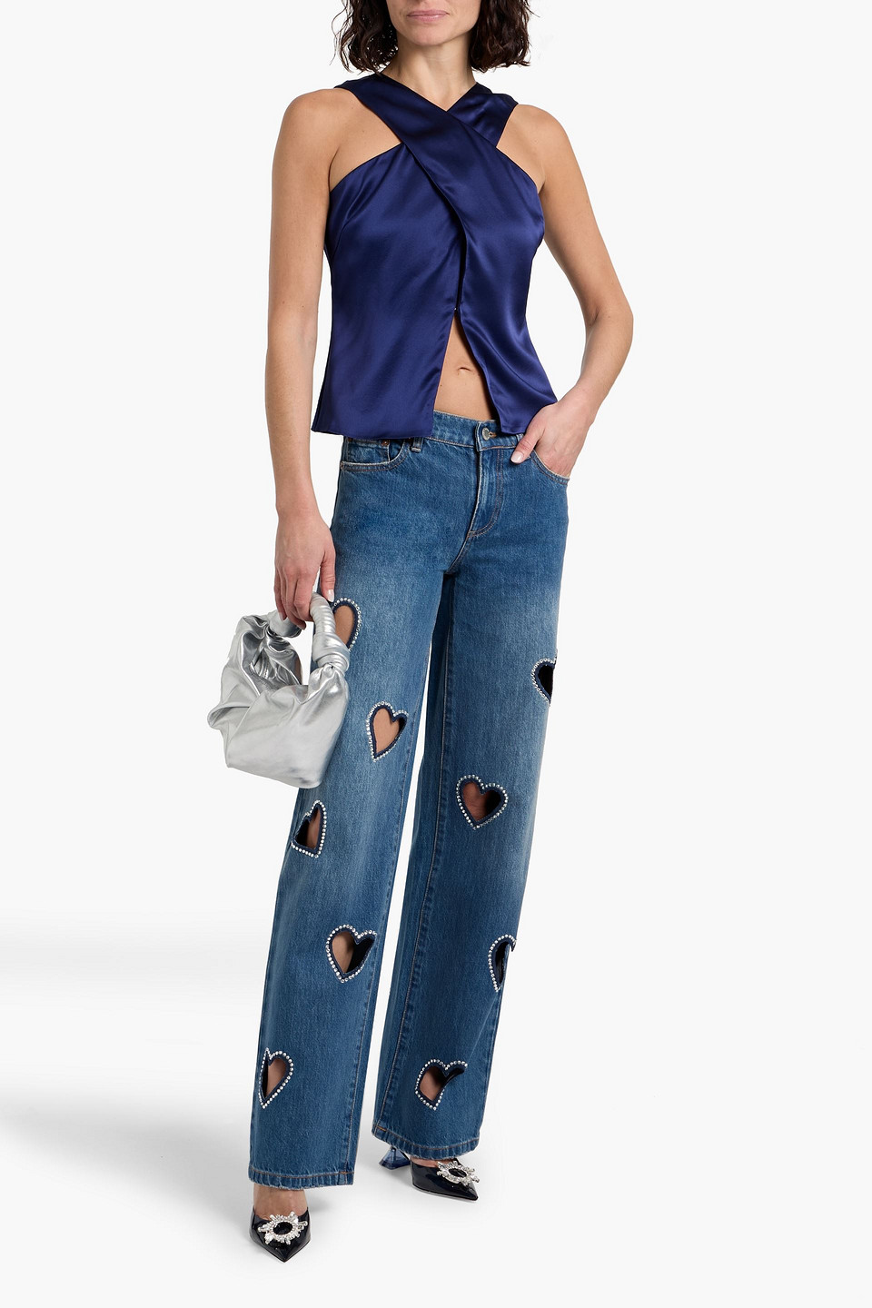 Nicholas Silk-satin Top In Indigo