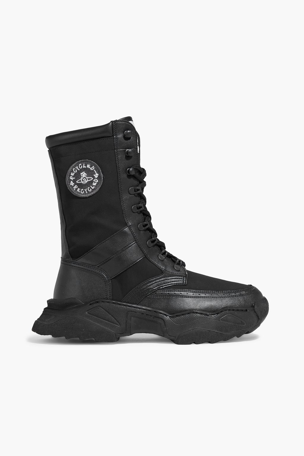 Army Romper faux leather and shell platform boots